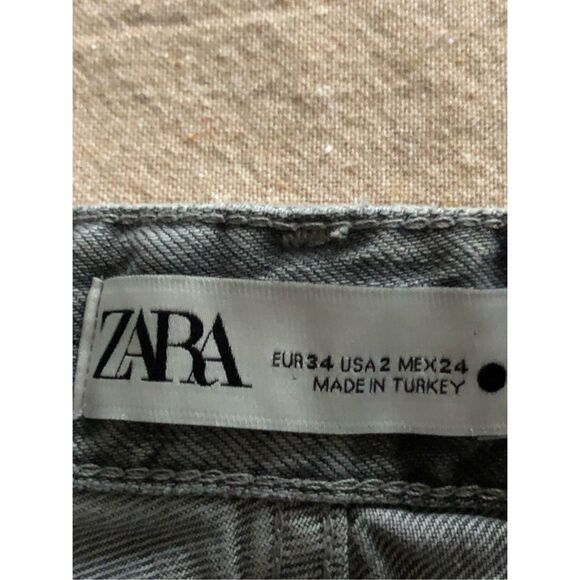 Zara Jeans Womens Size 2 Gray Silver Metallic Denim High Rise - Picture 8 of 11
